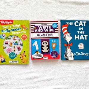 (3) Book Bundle *Stickers* Write & Wipe *Dr. Seuss* Travel Pack